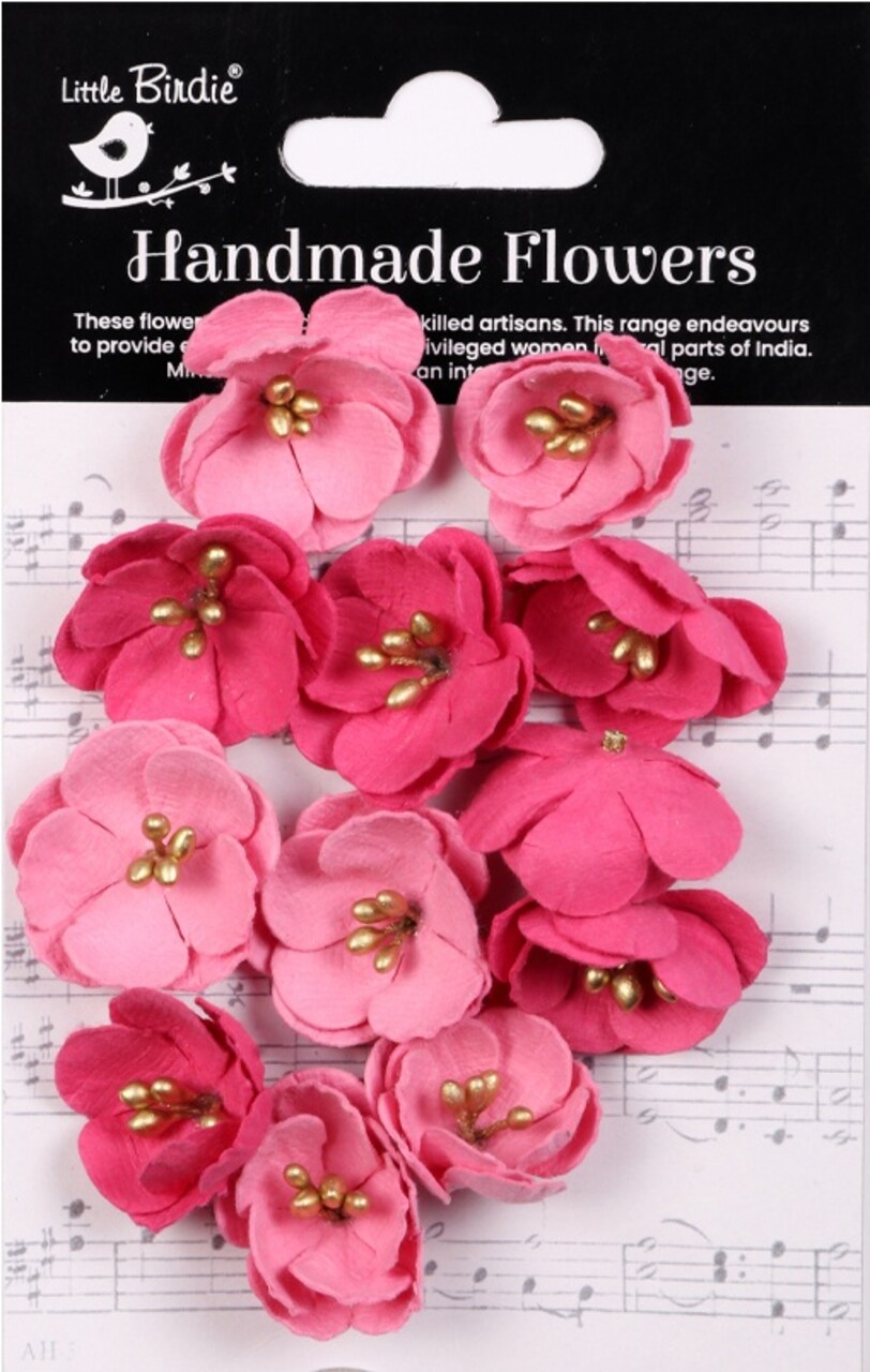 Little Birdie Embossed Daisies Paper Flowers 12/Pkg-Precious Pink